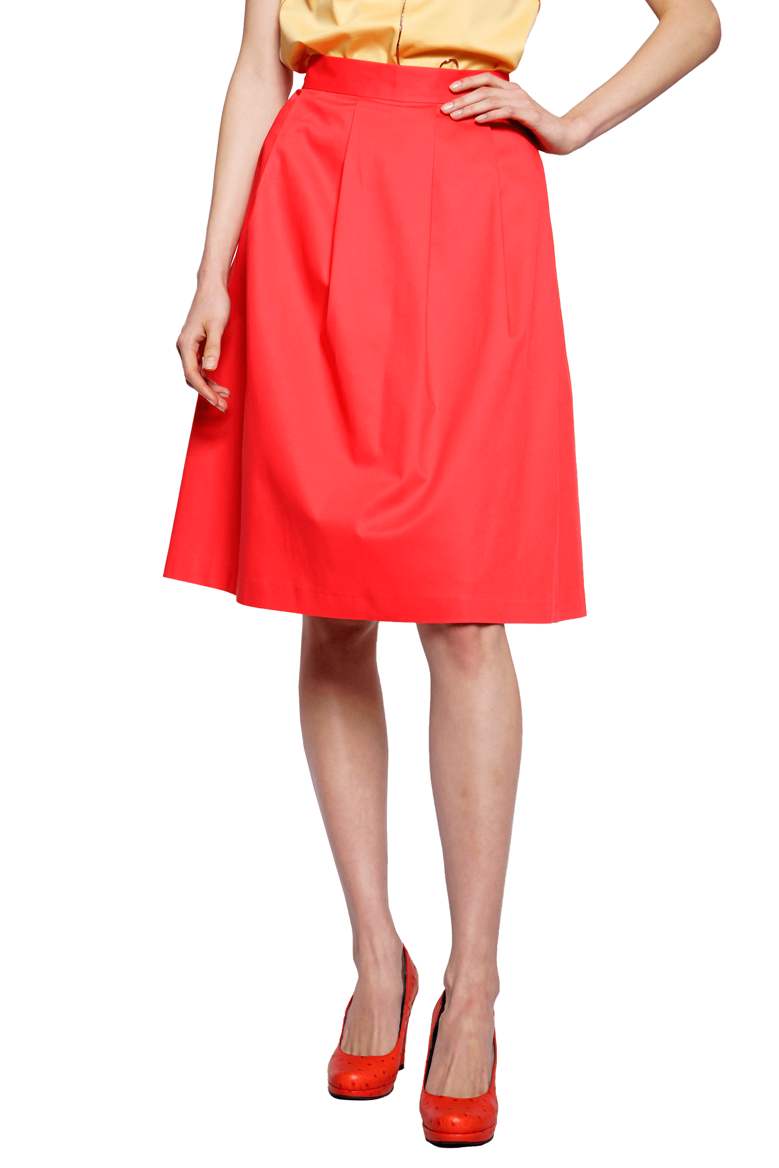 Red flared skirt