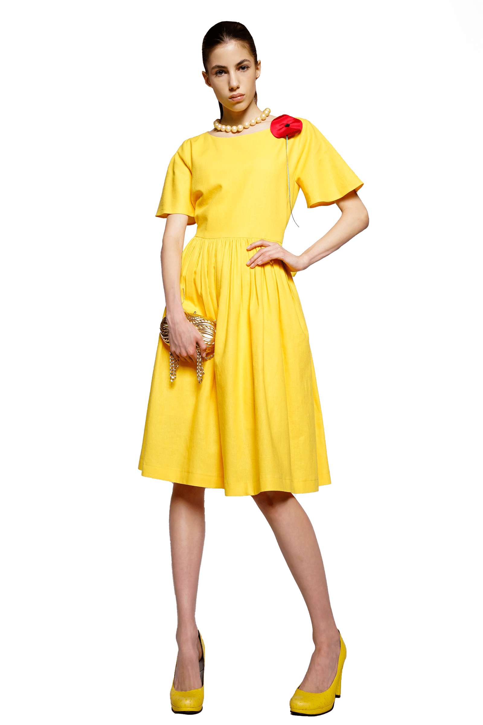 Yellow linen dress