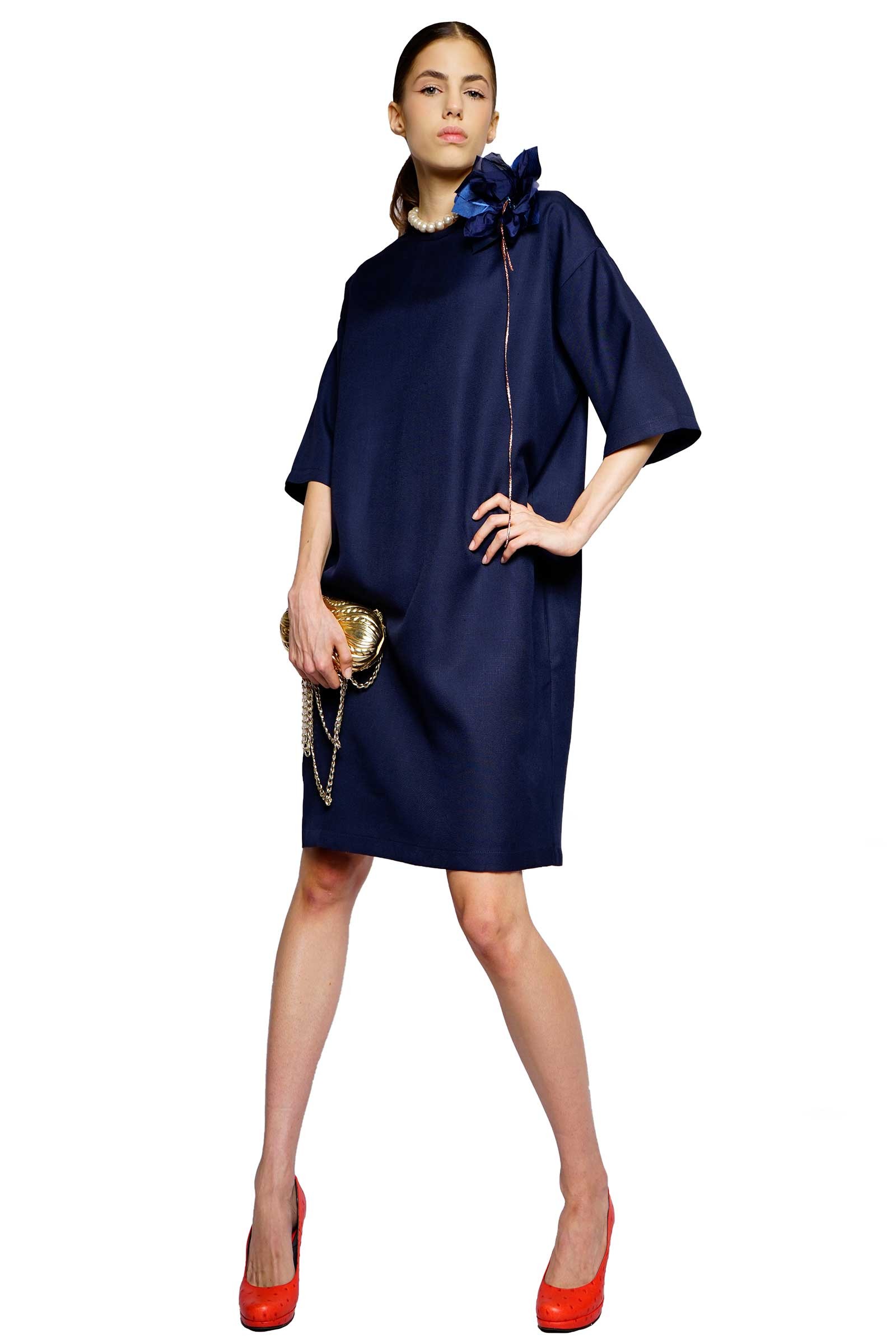 Navy blue loose dress with...