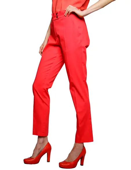 Pantalon rosu cu elastic la spate