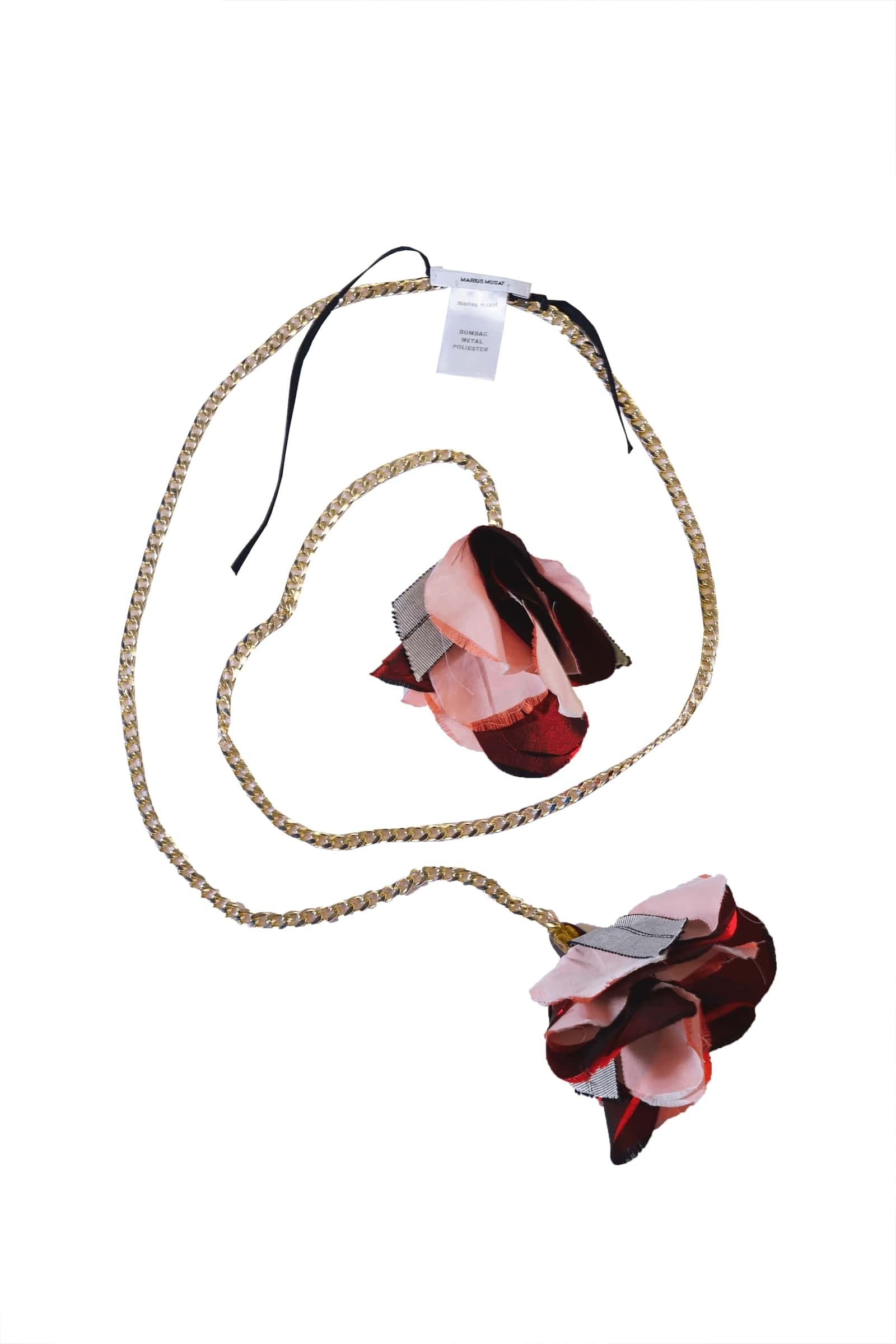 Metallic necklace with pink...