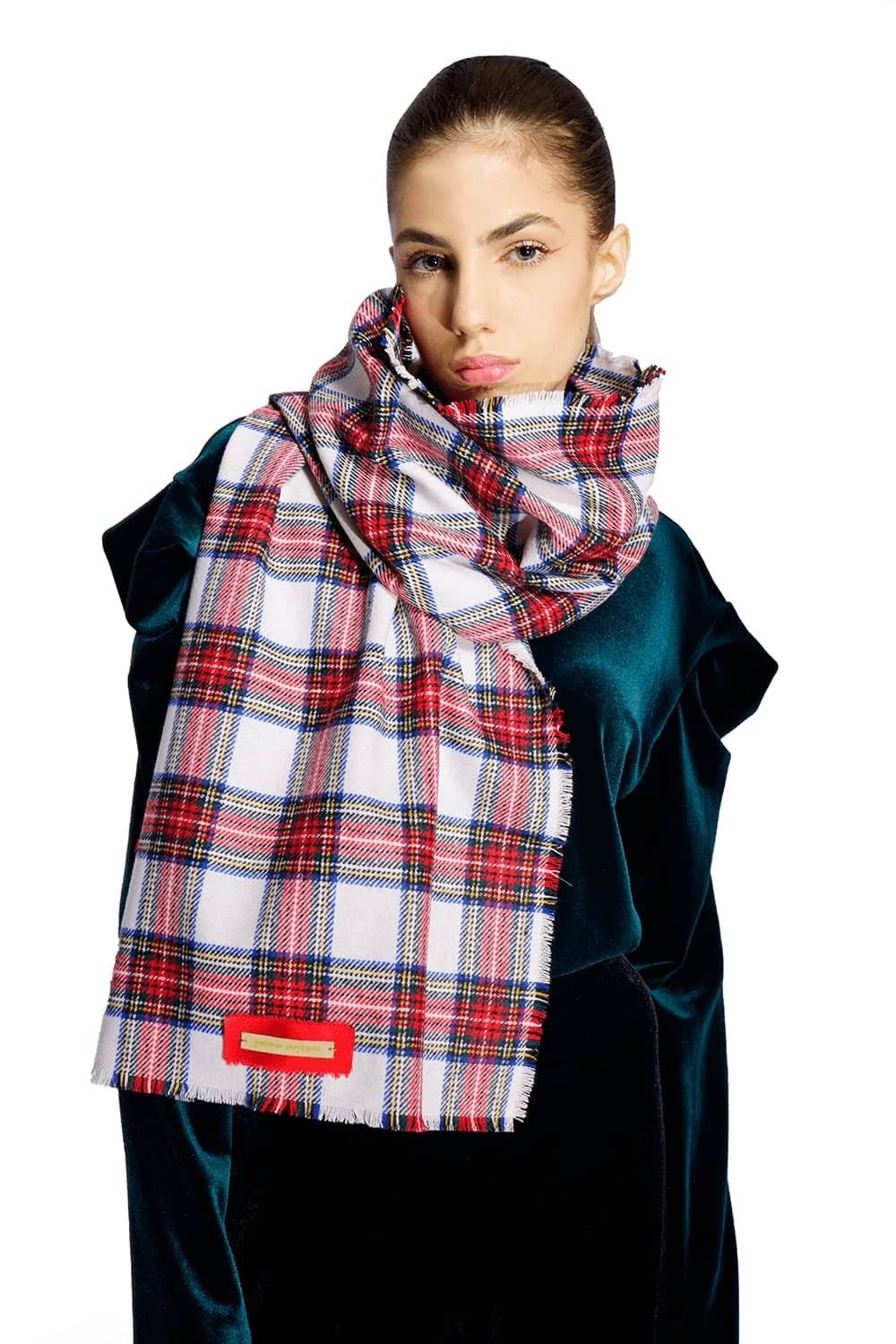 Plaid woolen scarf