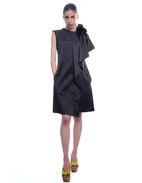 Black asymmetric ruffle dress