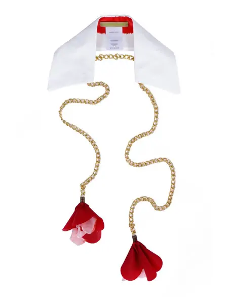 Red floral necklace with collar