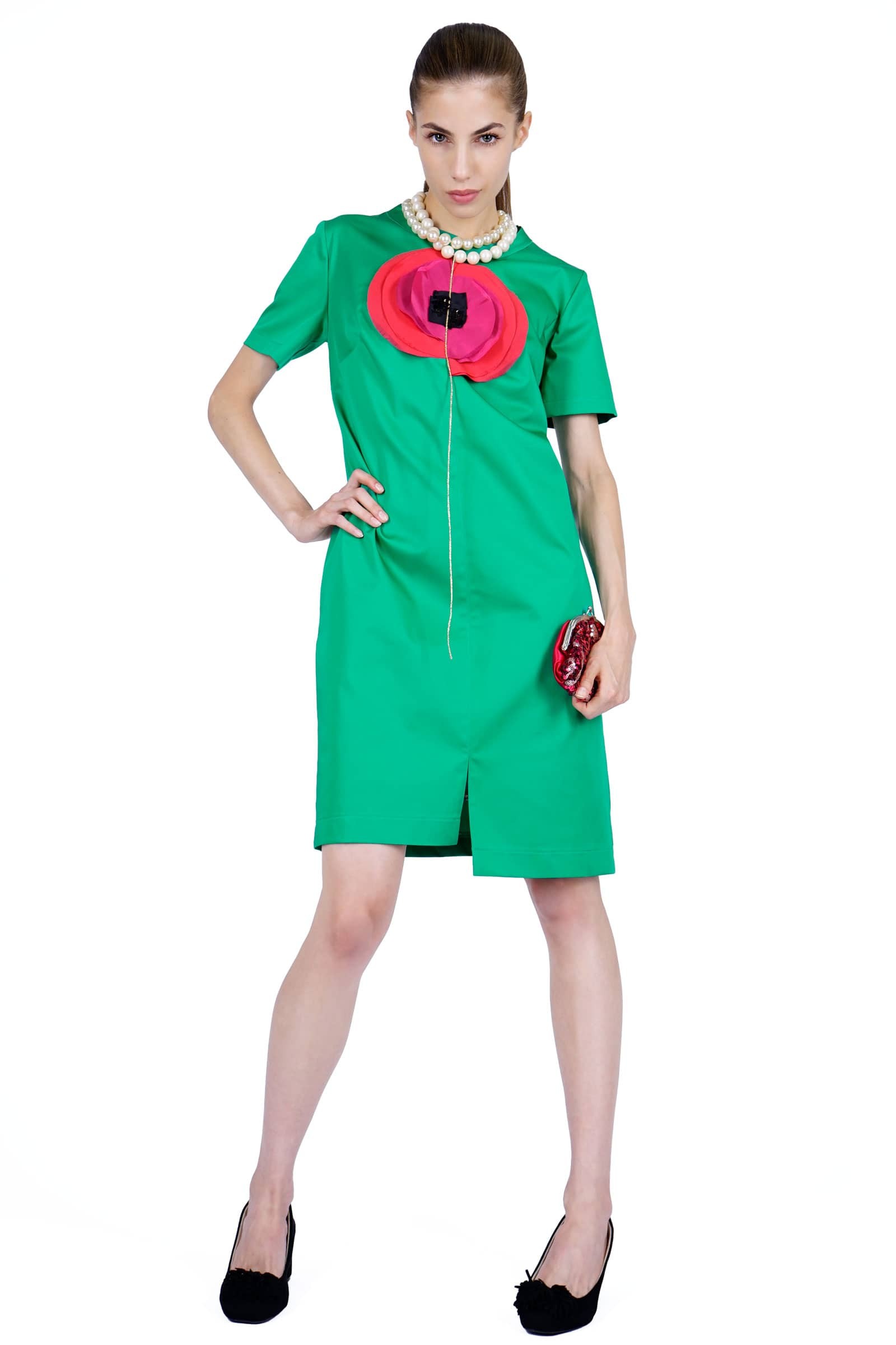 Green asymmetric dress with...