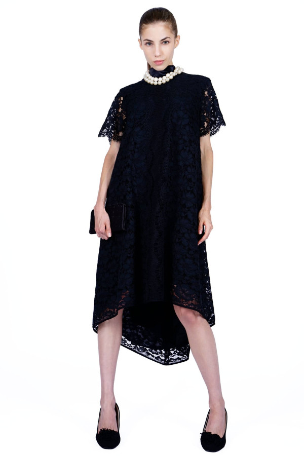 Black lace dress with veil