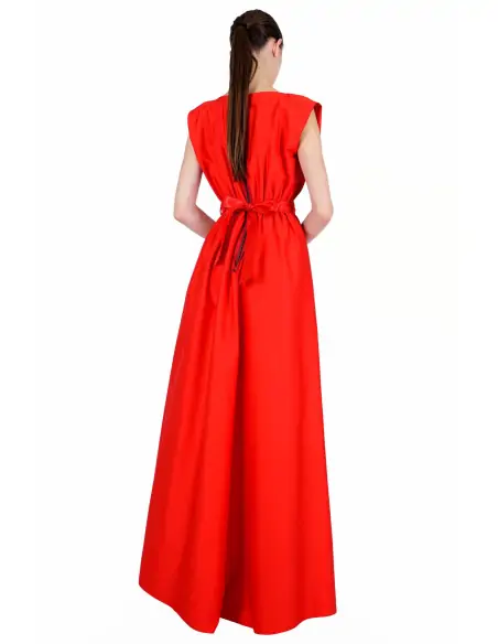 Red maxi dress with cord