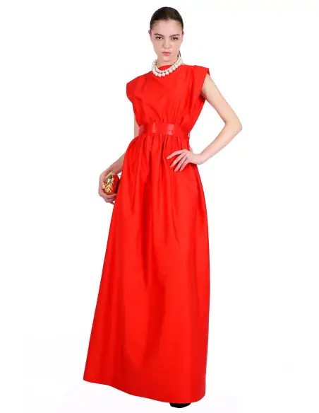 Red maxi dress with cord